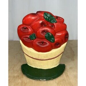 Vintage Hubley Style Doorstop Apples in Basket